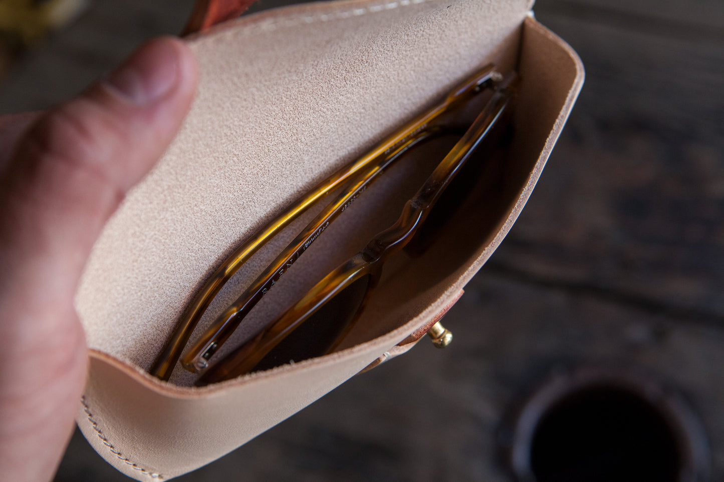 Natural Vegtan Leather Glasses Case