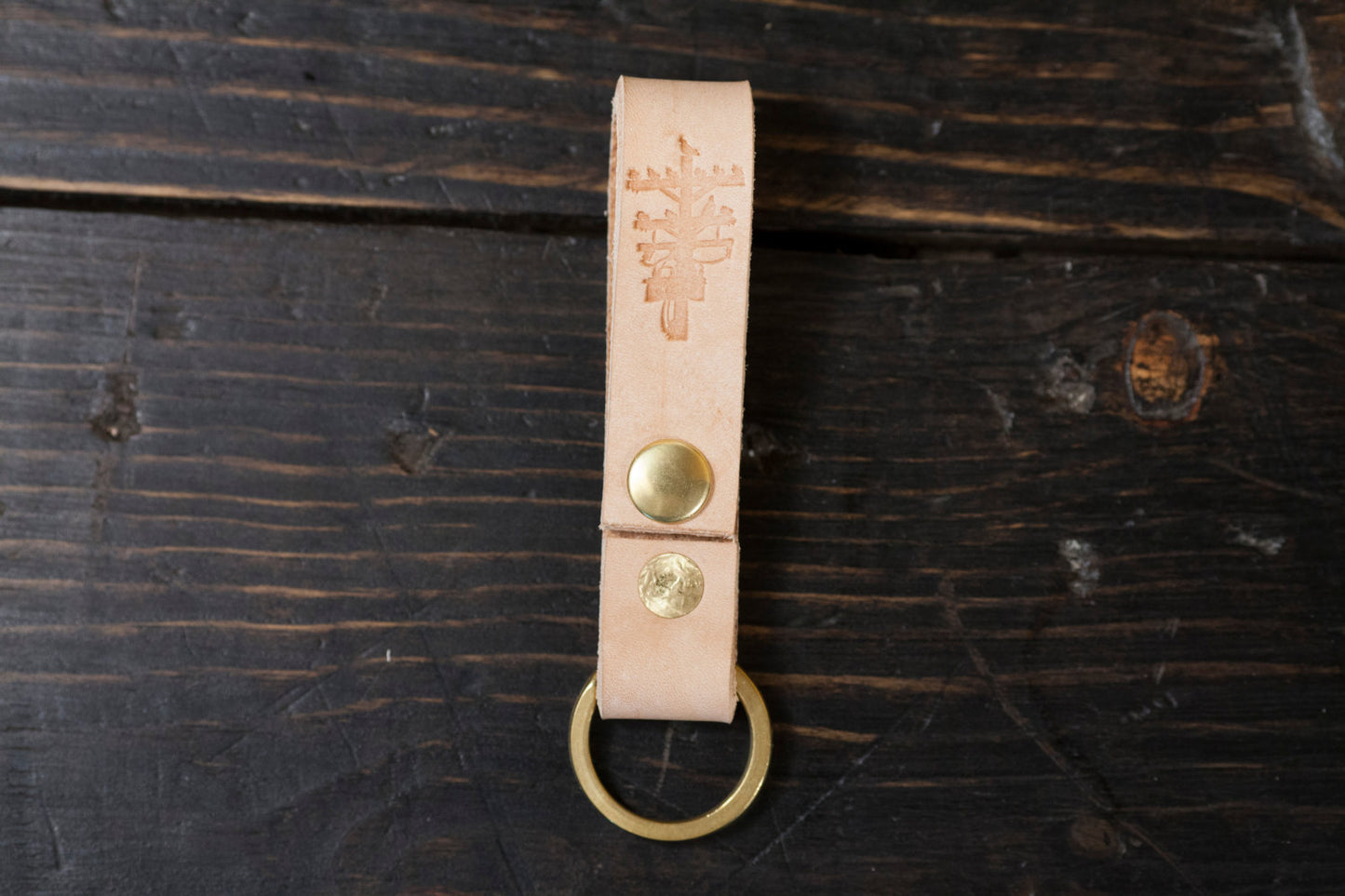 Natural Vegtan Keychain with Brass Loop