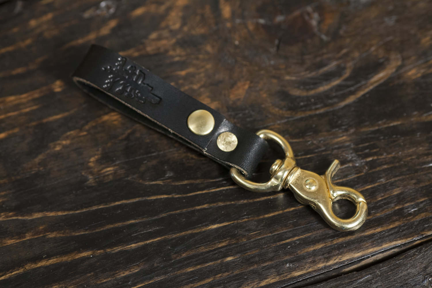 Black English Bridle Leather Belt Loop With Brass Scissor Snap Keychai –  Pigeon Tree