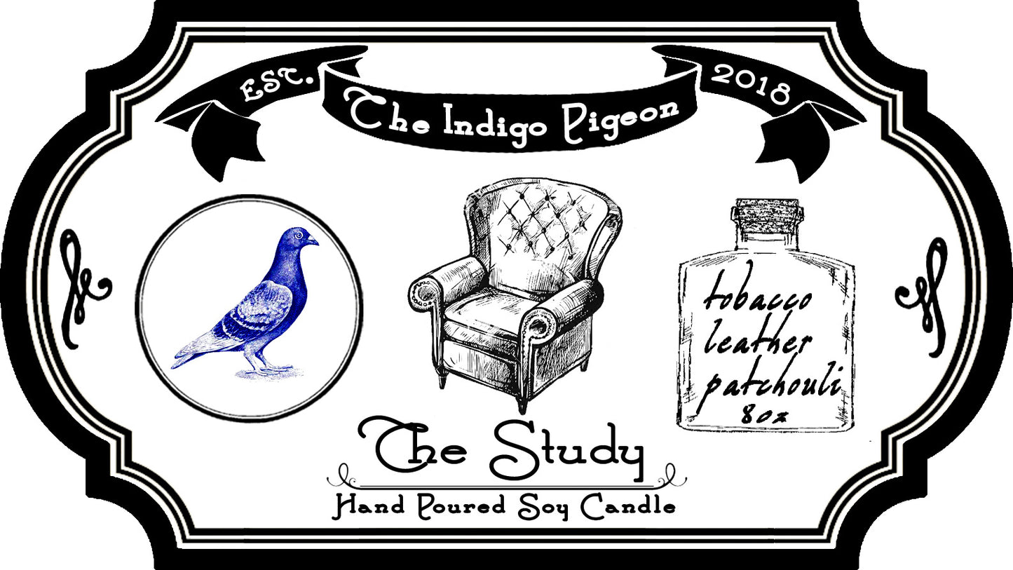 "The Study" part 1 of 3 in 'The Indigo Pigeon' Candle Series