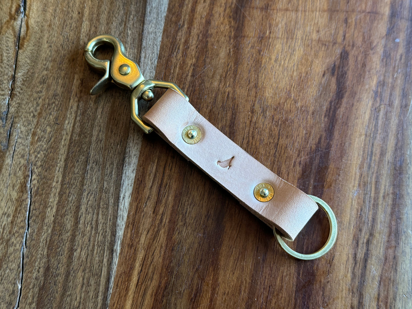 Natural Vegetable Tanned Leather Beltfob Keychain with Brass Hardware