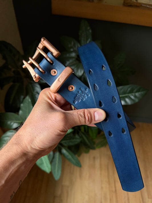 1.5" Indigo Leather Japanese Quick Release Belt