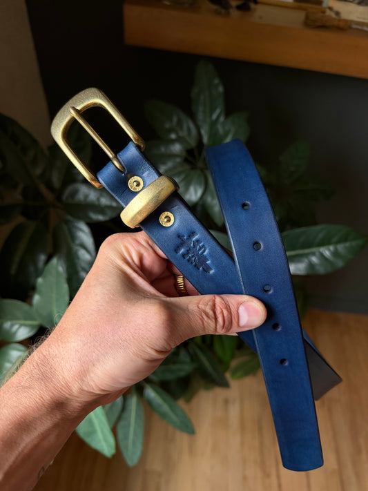 30mm Natural Indigo Dyed Slim Japanese Belt
