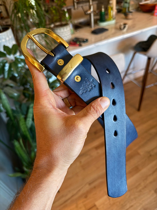 1.5" Natural Indigo Dyed Japanese Twist Belt