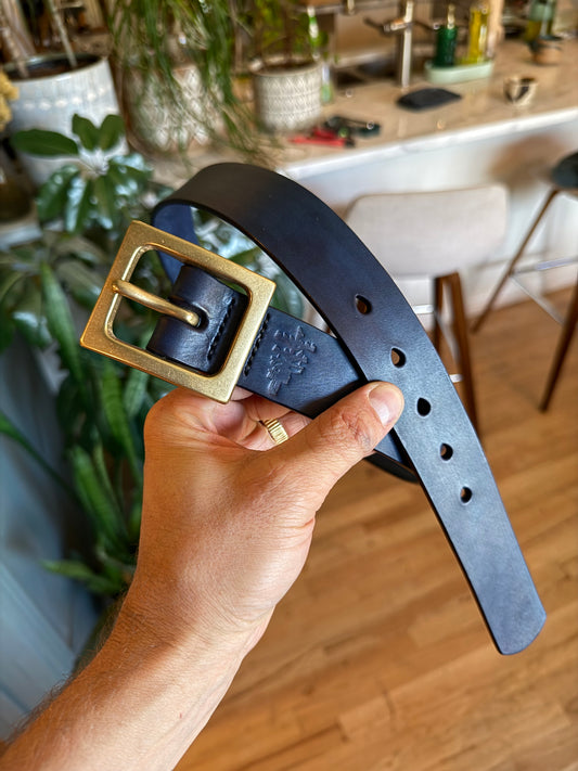 35mm Natural Indigo Dyed Garrison Belt
