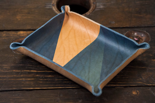 Abstract Indigo Dyed Leather Catchall