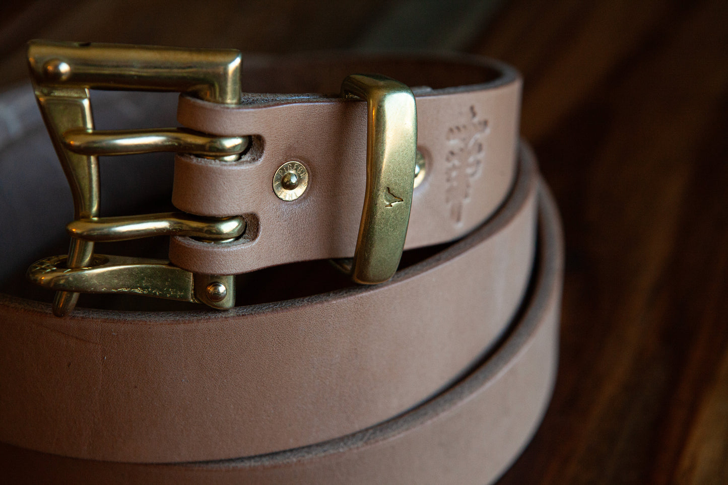 1.5" J&FJ Baker Natural Oak Bark Harness Quick Release Belt