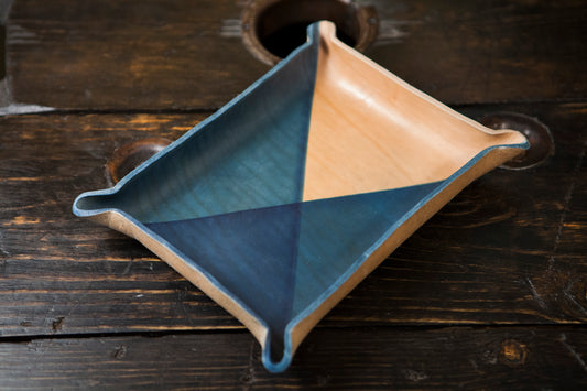 X Marks the Spot Indigo Dyed Leather Catchall