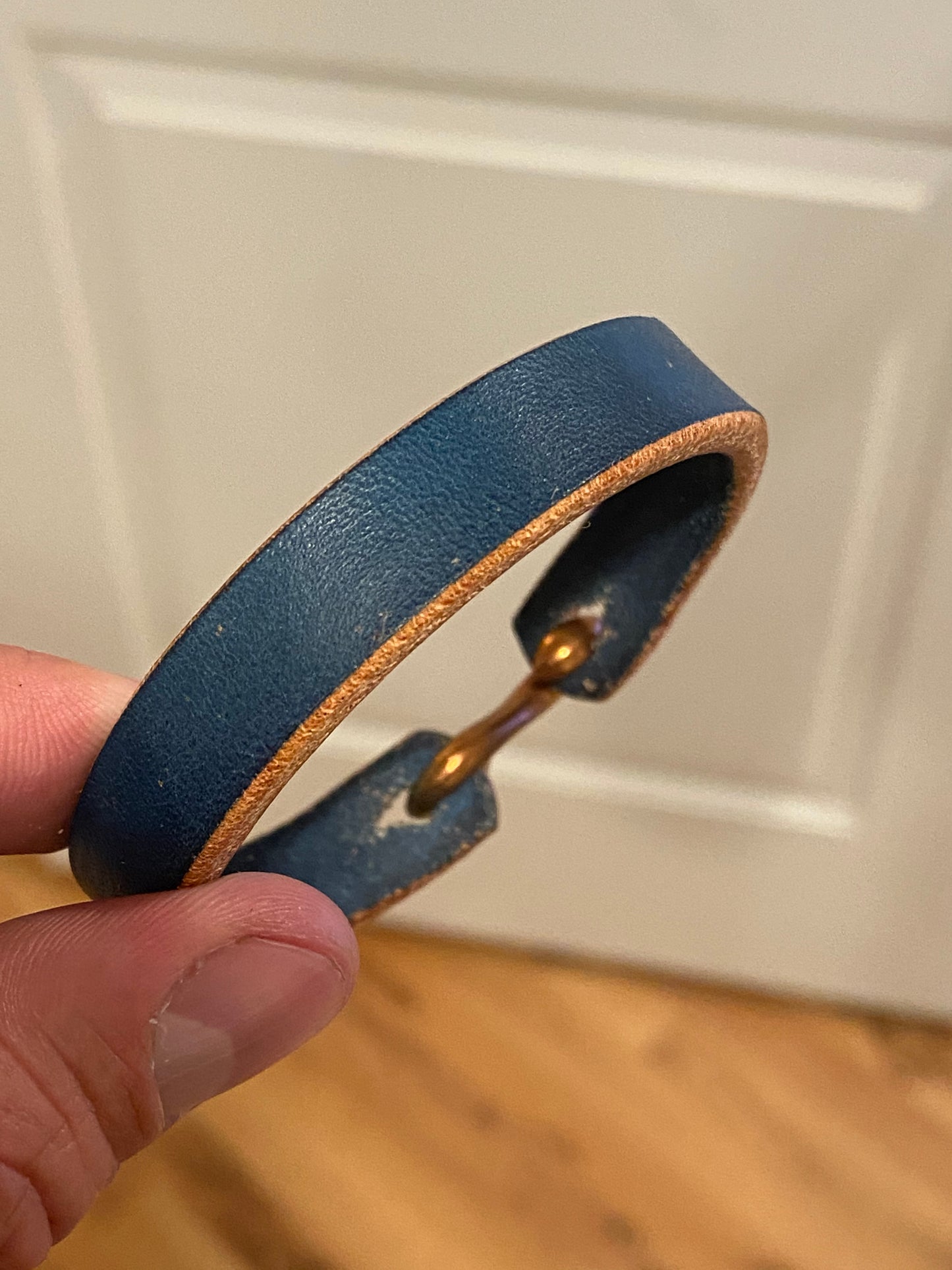 Natural Indigo Dyed Vegetable Tanned Leather Cuff