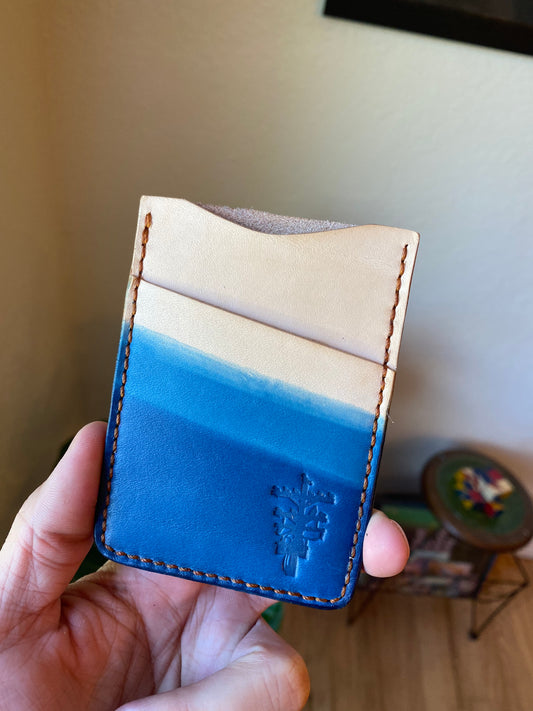 Indigo Dyed Natural Vegtan Minimalist Card Wallet