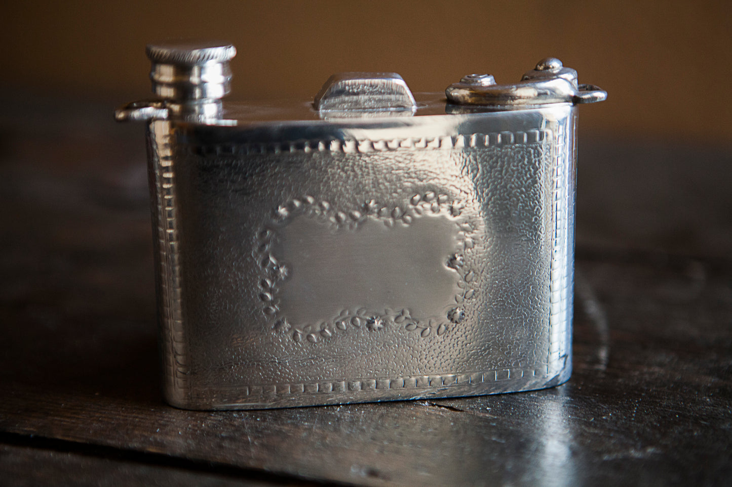 Vintage Pewter Camera Flask - Made in England