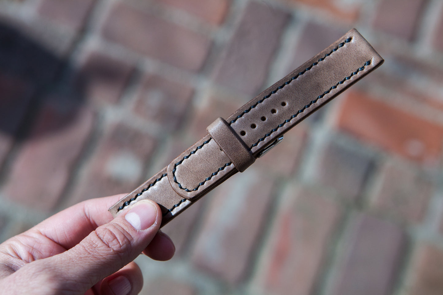 18 - 22mm Horween Natural Chromexcel (CXL) Watch Strap - Hand Stitched & Made to Order