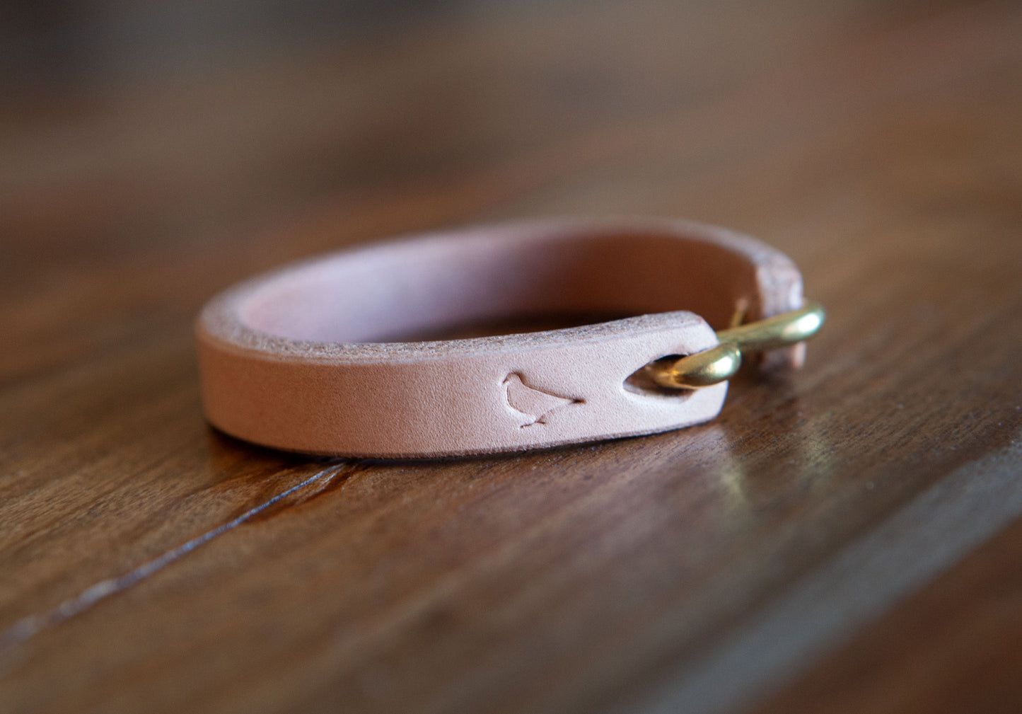 Hand Printed Camo Herman Oak Vegtan Leather Cuff with Solid Brass or Copper 'S' Clasp