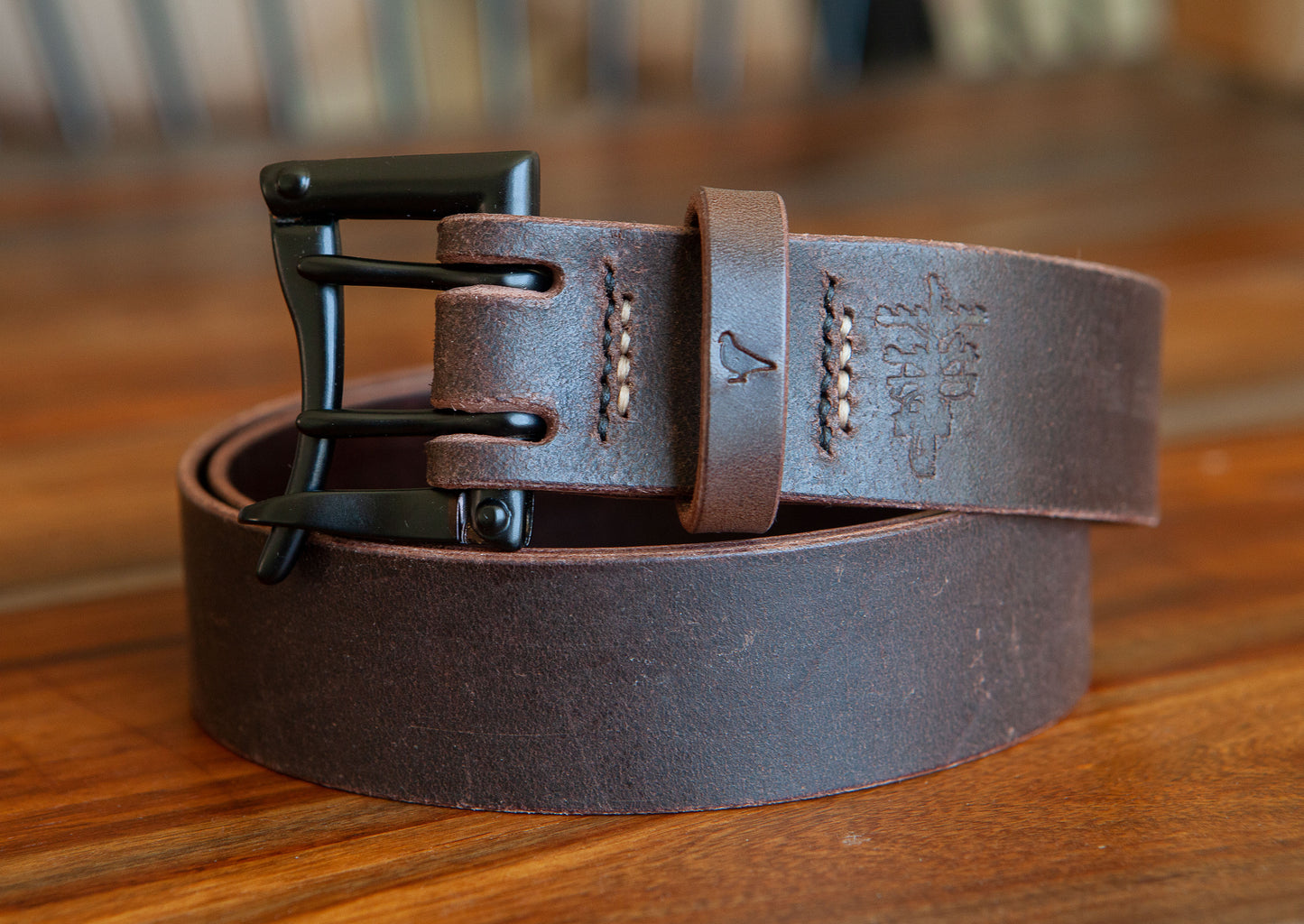 Numbered Limited Edition Roughout Dark Brown Tärnsjö Double Prong Belt