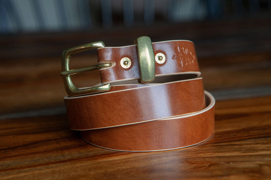 30mm Slim Japanese Brass Belt - You choose the leather!