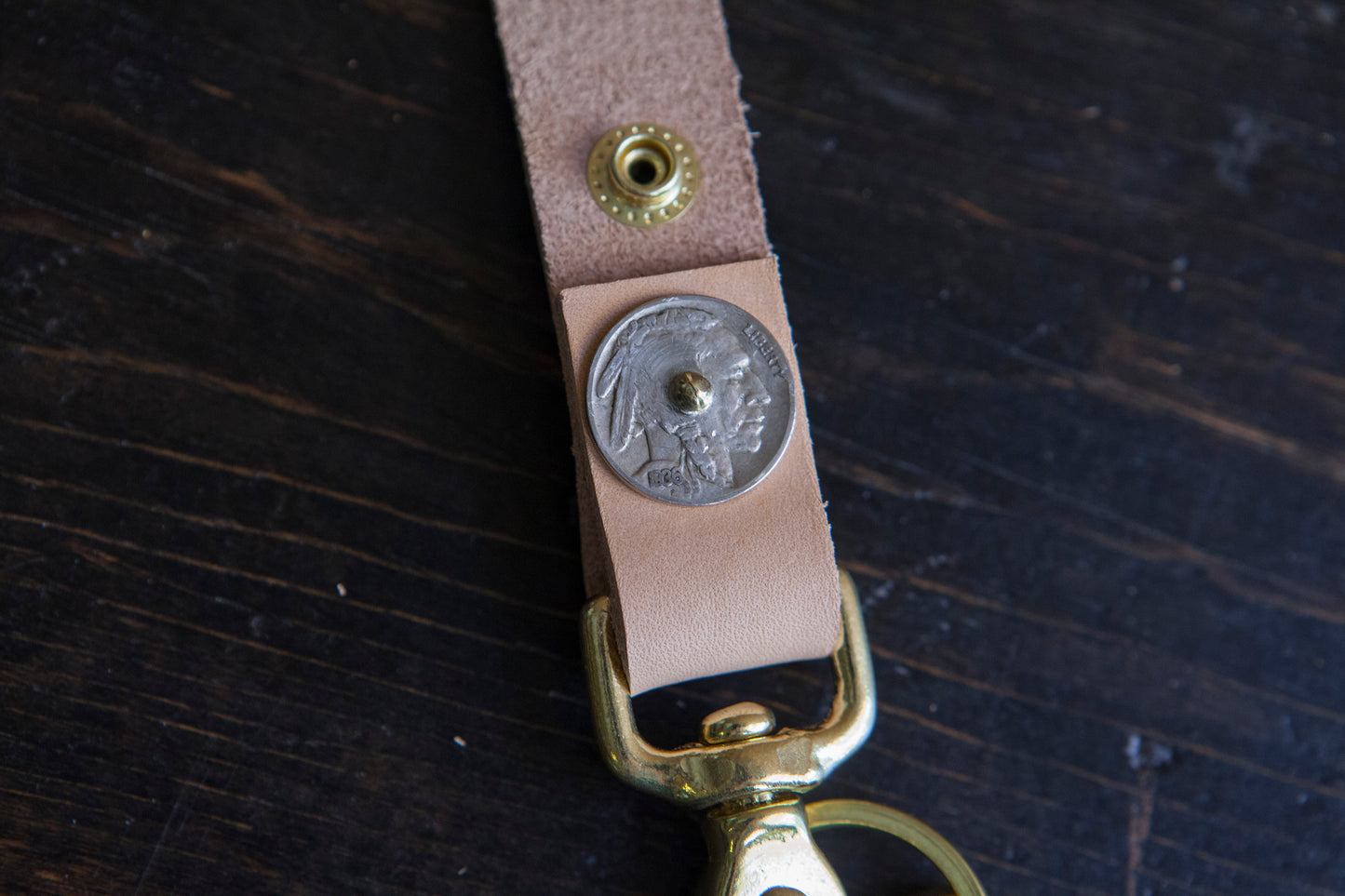 Vintage Buffalo / Indian Head Nickel Belt Fob Keychain - Assorted Colors