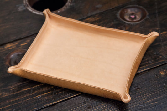 Wet Formed Natural Leather Catchall Tray