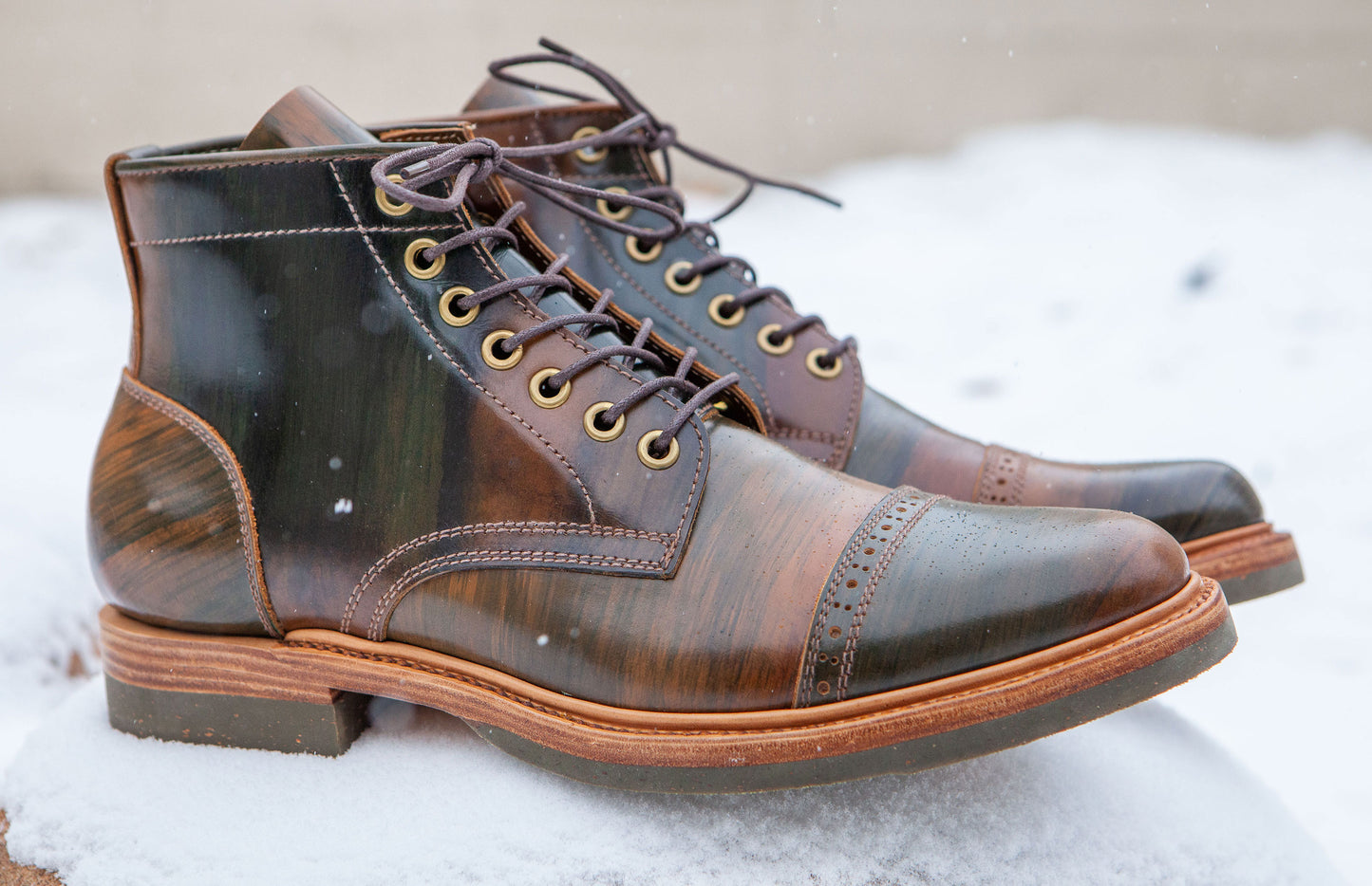 Pigeon Tree X Santalum Collab No. 4 - The Hand Marbled Green Vegetable Tanned Boot