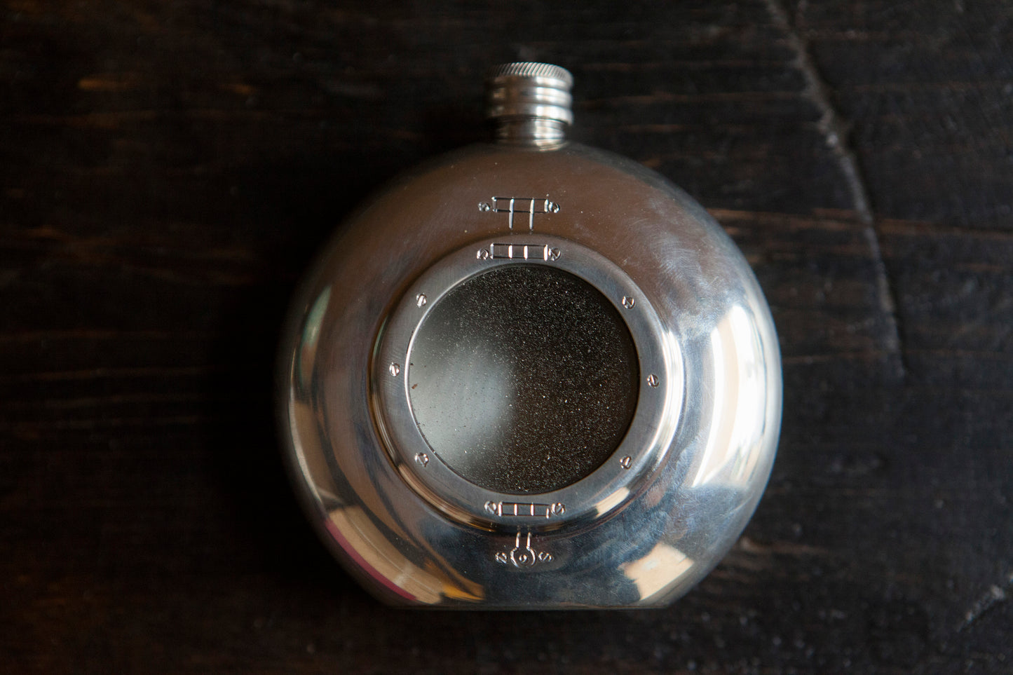 Vintage Porthole Pewter Flask - Made in England