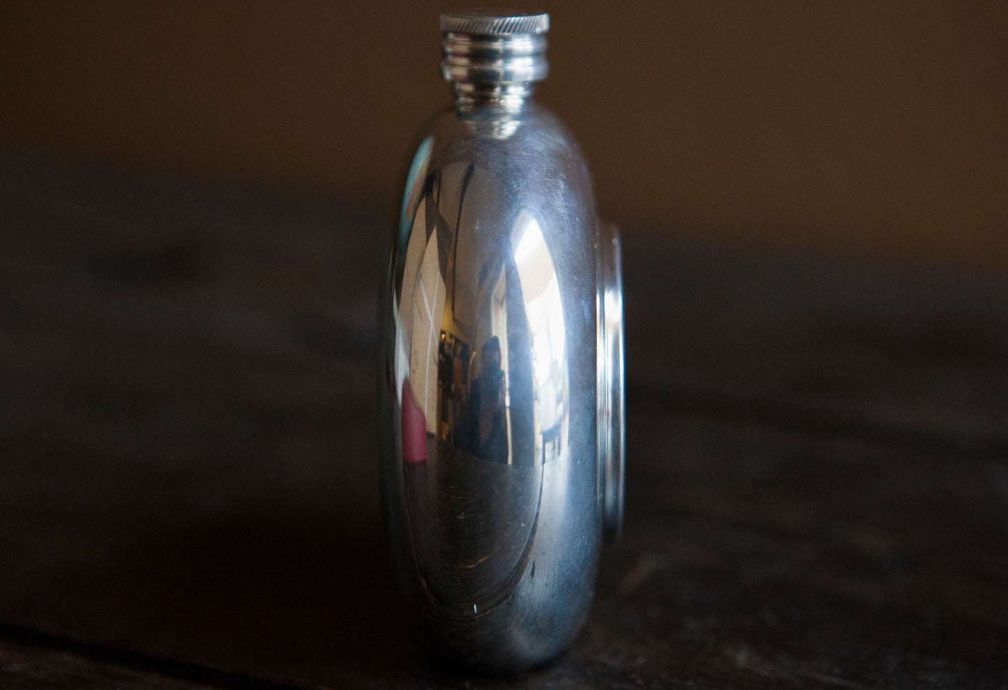 Vintage Porthole Pewter Flask - Made in England