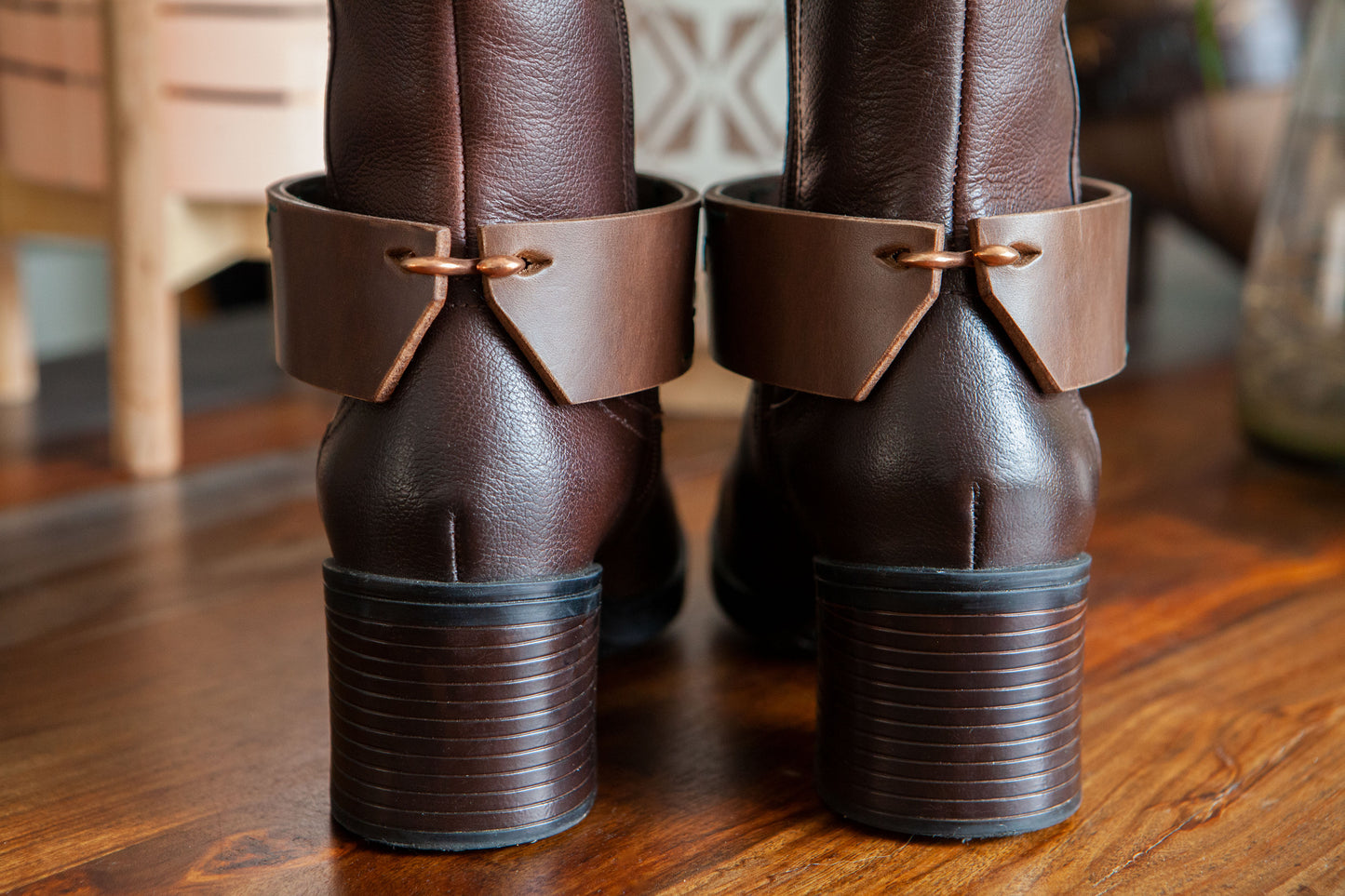 Geo Wave (Green) - Handmade Premium Leather Boot Cuffs by Hoof & Heel
