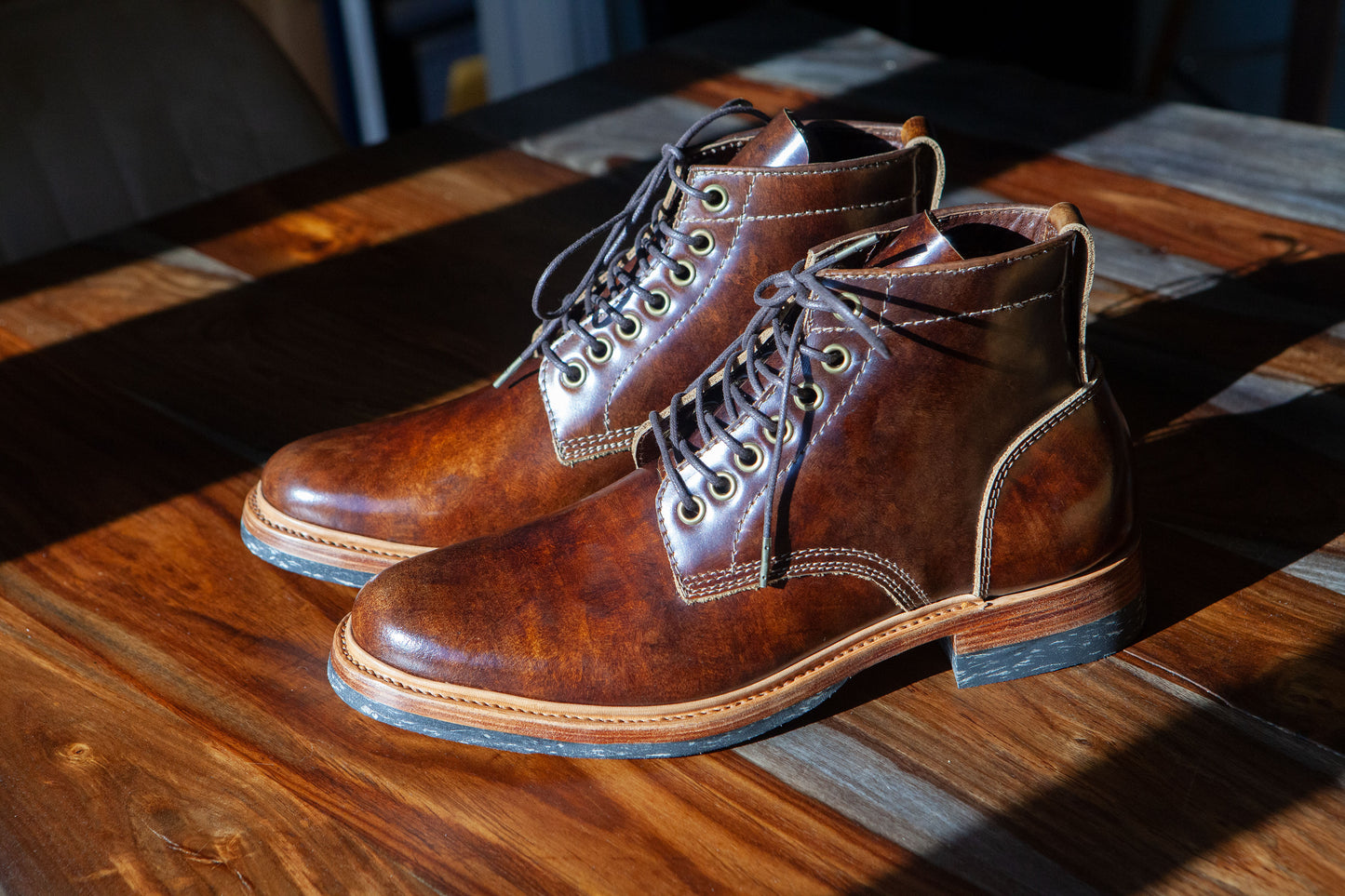 Pigeon Tree X Santalum Collab No. 4.5 - The Hand Marbled Brown Vegetable Tanned Boot