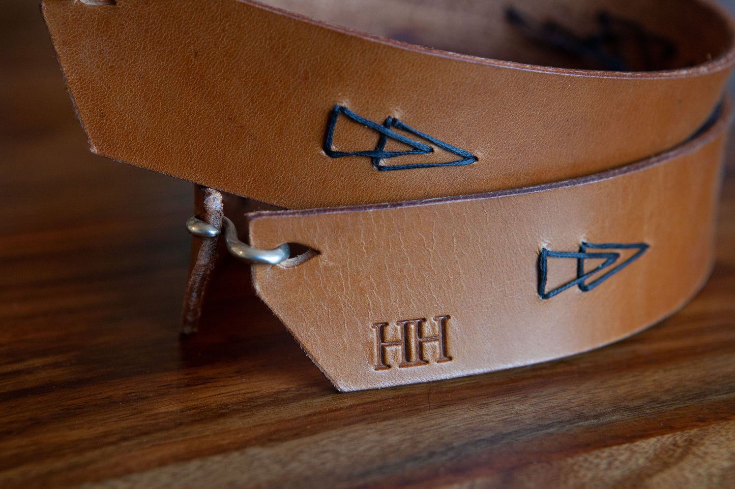 Geo Wave (Blue) - Handmade Premium Leather Boot Cuffs by Hoof & Heel