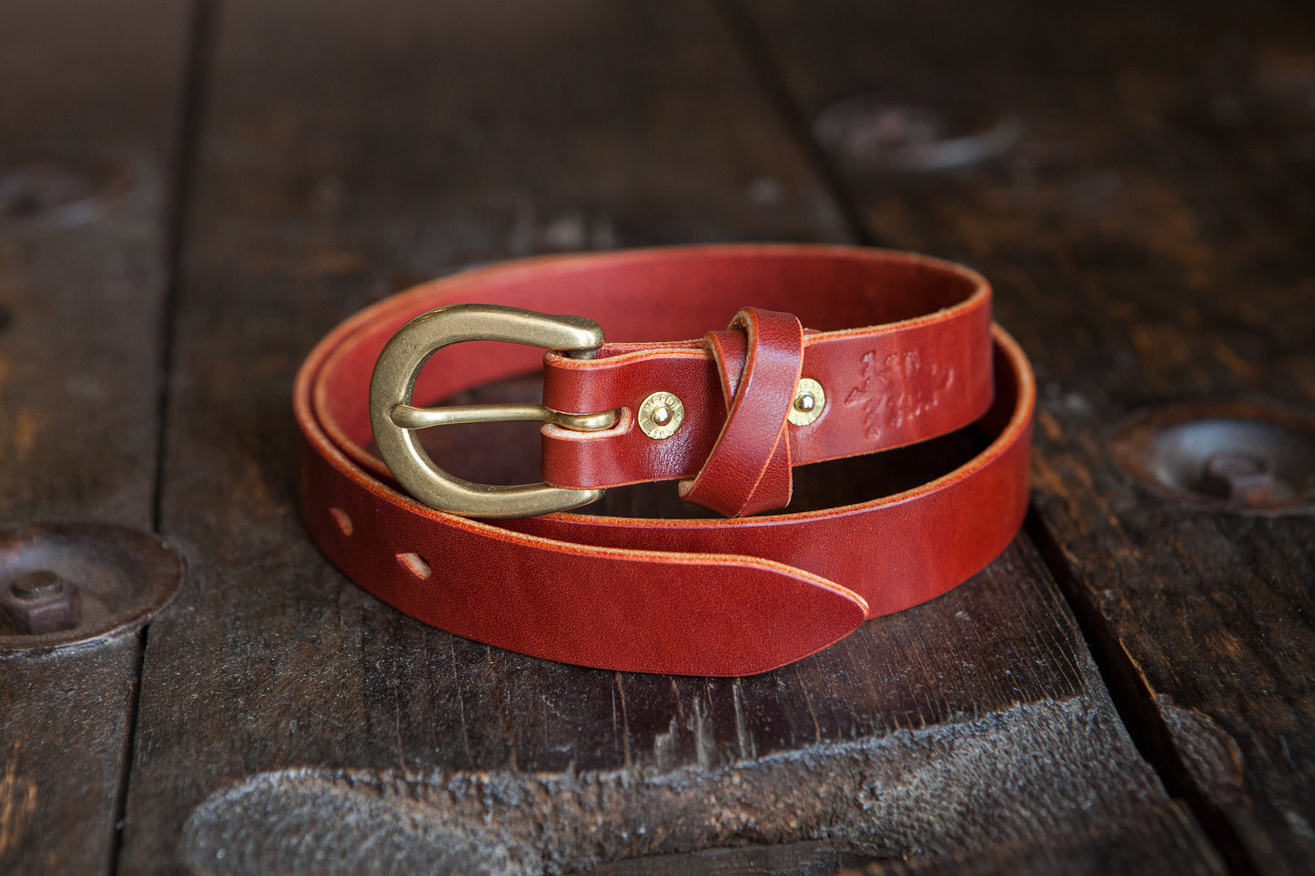 1" Slim Belt with Japanese Brass Hardware and Swedish Tärnsjö or Vegtan Leather