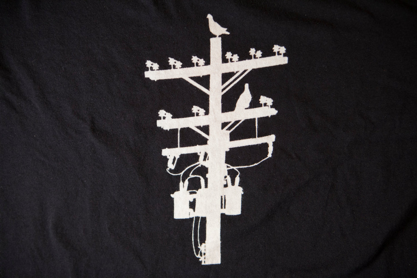 Black and White Pigeon Tree Logo Tee Made in USA T-shirt