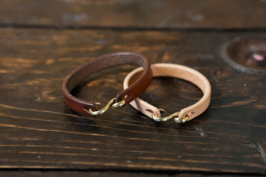 Natural Vegtan Leather Cuff- Brass, Copper or Nickel S Clasp