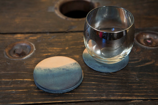 Indigo Dyed Leather Coasters