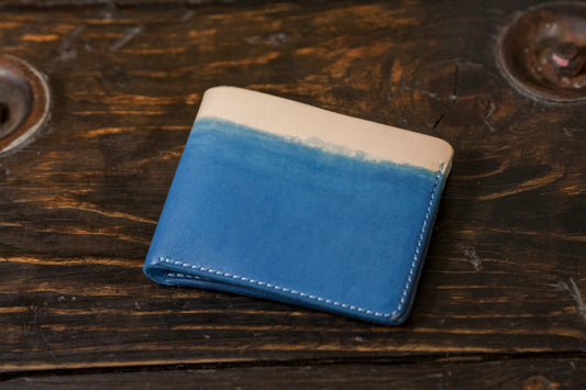 Indigo Dyed Leather Wallet with Deep Indigo Dip