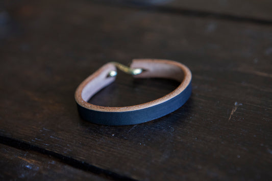 Painted Black Teacore Leather Cuff *fades to brown to pair with Red Wing Klondike Leather*
