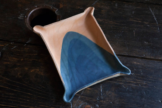 "Taco Dip" Indigo Dyed Leather Catchall