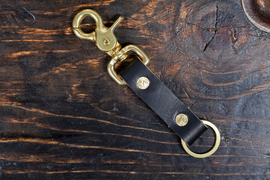 Black Bridle Beltfob Keychain with Brass Hardware