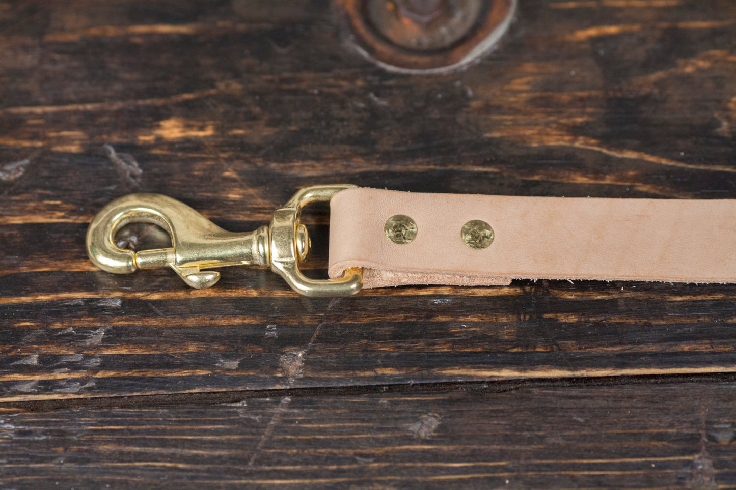1" or 3/4" Natural Vegtan or Black CXL Leather Dog Leash 5' with Brass Hardware - Made to Order