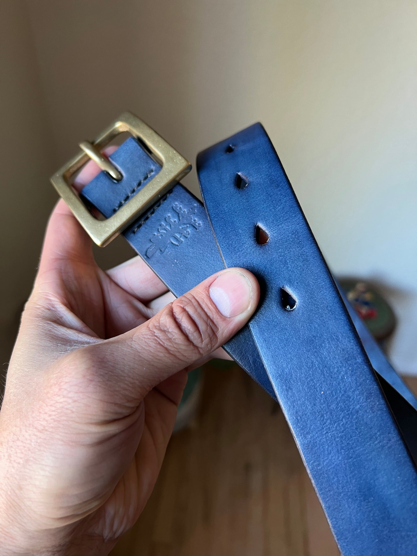 35mm Natural Indigo Dyed Garrison Belt