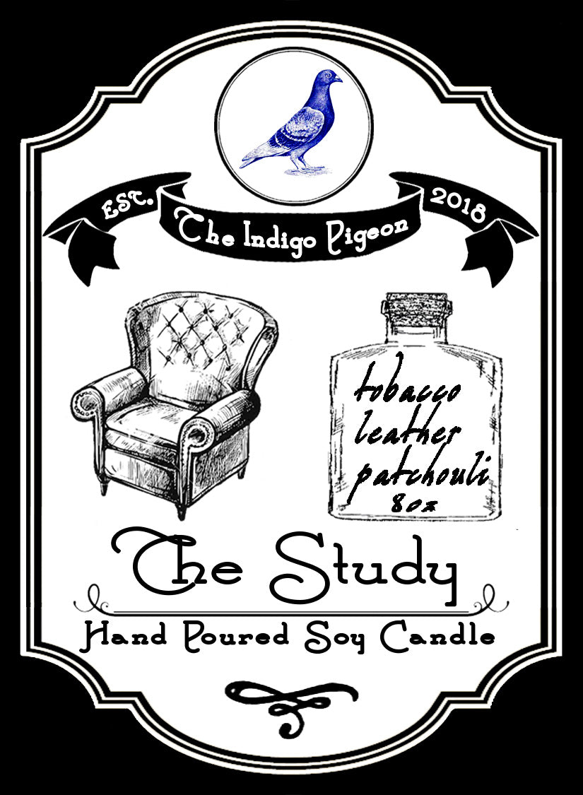 "The Study" part 1 of 3 in 'The Indigo Pigeon' Candle Series